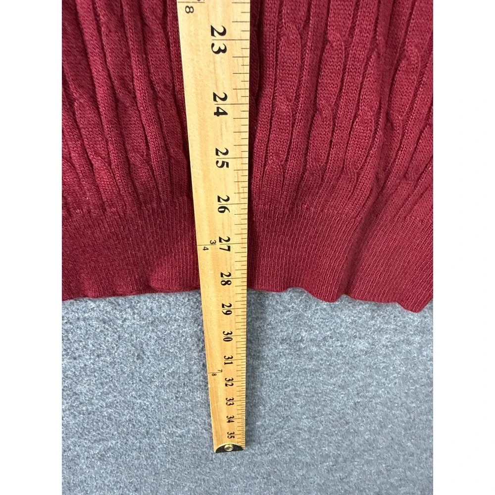 Polo Ralph Lauren V-Neck Sweater Mens 4XL Burgundy Preppy Cable Knit Pullover